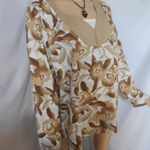 BASIC EDITIONS 1X Faux 2 PC Look Top Sweater - Picture 2 of 5